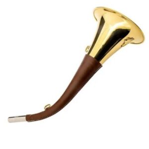 Brass Hunting Signal Horn Warning Horn Fox Horn Leather Covered & Belt 40cm