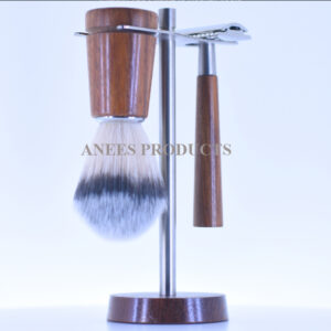 Professional Shaving Brush & Safety Razor Stand With Wooden Base